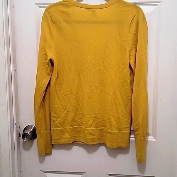HALOGEN WOMEN'S 100%MERINO WOOL BUTTON FRONT CARDIGAN YELLOW SIZE L - Picture 4 of 9